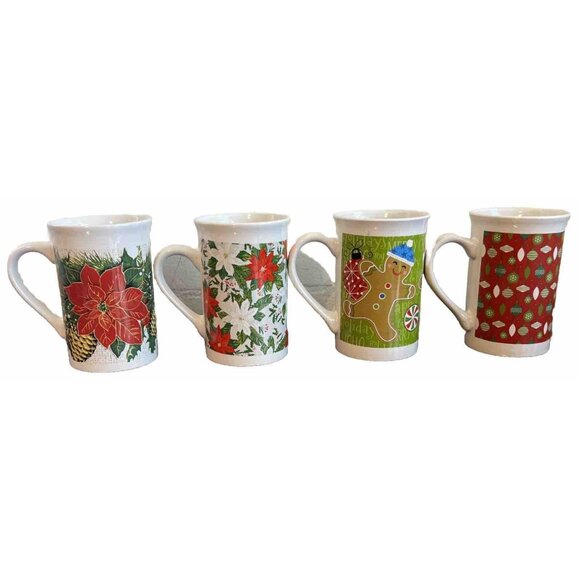 Royal Norfolk Christmas Holiday Coffee Tea Cups Mugs Lot Of 4 - Picture 1 of 6